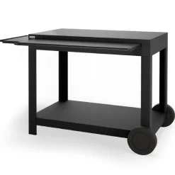 Best LE MARQUIER Desserte ingénieuse 2 plateaux pour plancha coloris noir en acier électrozingué - 122 (97) x 89 (64) cm