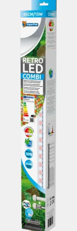 Best SUPERFISH Eclairage aquarium kitRetro LED combi 45 cm remplacement T5 & T Aquadistri - 15 W
