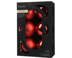 Discount KAEMINGK Ensemble de 6 boules en plastique recyclé rouge brillant et mat - Ø 8 cm