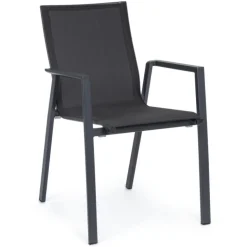 Best Fauteuil de jardin en aluminium et textilène anthracite BIZZOTTO Krion