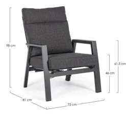 Clearance Fauteuil inclinable KLEDI - Anthracite - BIZZOTTO