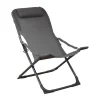 Best Fauteuil relax en aluminium graphite et toile textylène grise Easy - 127 x 61 x 28,5 cm