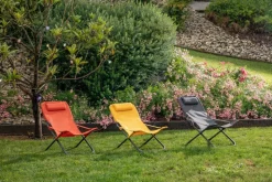 Best Fauteuil relax en aluminium graphite et toile textylène grise Easy - 127 x 61 x 28,5 cm