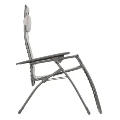 New LAFUMA MOBILIER Fauteuil relax en tube acier titane et toile Batyline Seigle II Lafuma Futura - 71 x 83 x 113 cm