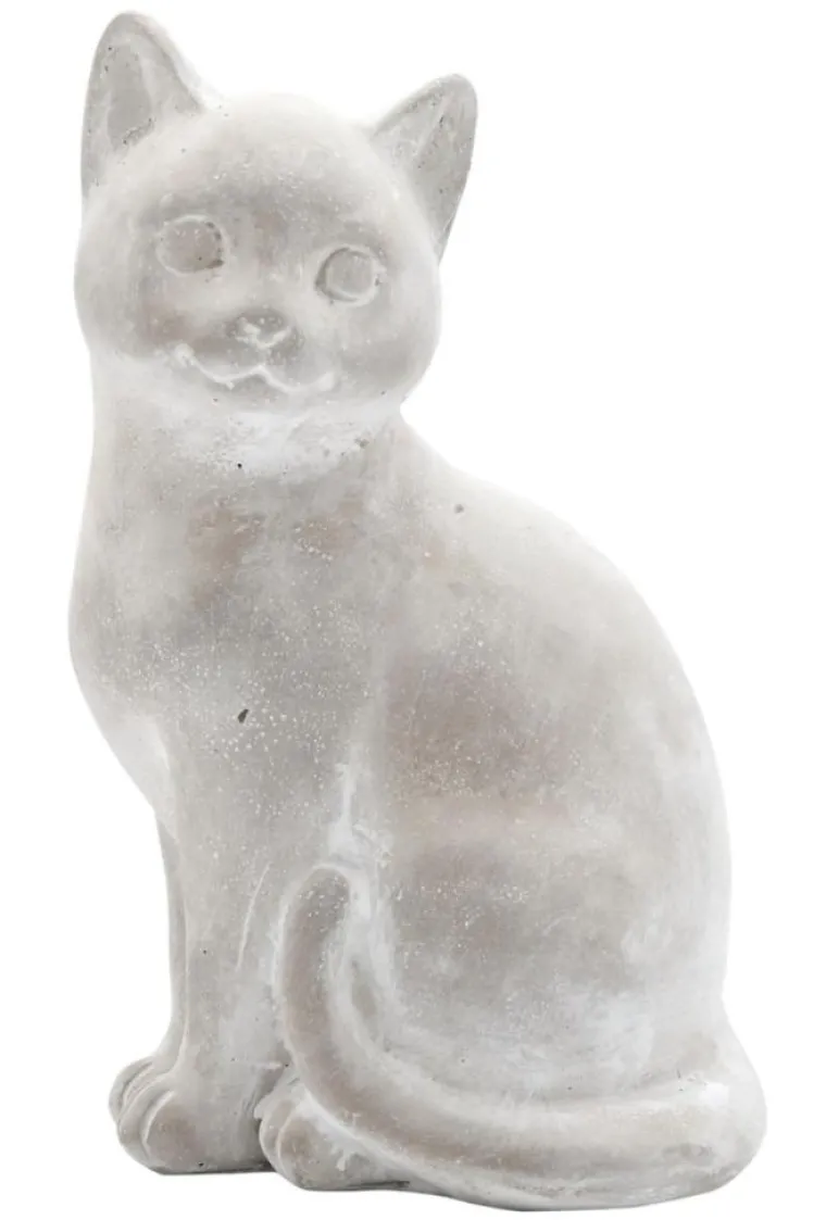 Sale EDA Figurine chat coloris gris en ciment - 15 x 12,5 x 24,5 cm