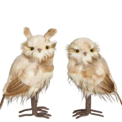 EDELMAN Figurine décorative hibou à poser coloris beige - 31 x 18 x 15 cm