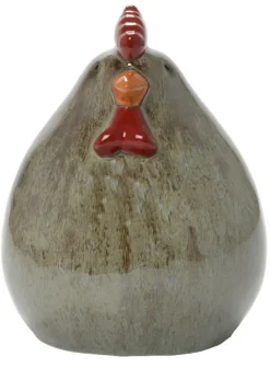 Online EDA Figurine poule coloris gris en céramique - 10 x 10 x 13 cm