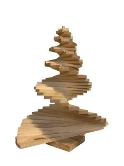 Discount Figurine Sapin Lito coloris beige en bois - 28 x 36 cm
