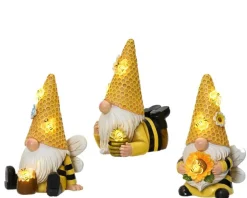 Clearance KAEMINGK Figurine solaire décorative gnome abeille coloris blanc chaud - 9 x 9 x 17,5 cm