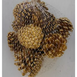 Clearance Filet de 12 petites pommes de pin teintées or pour décoration de Noël