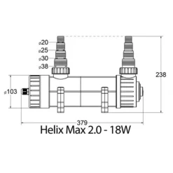 Outlet BLUE CORAL Filtre UV aquarium, efficacité maximale, AQUA MEDIC Helix Max 2.0 - 18W