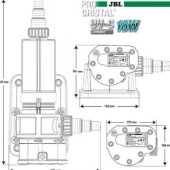 BLUE CORAL Filtre UV compact pour aquarium et bassin, 18 Watts, JBL ProCristal UV-C