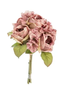 Discount NATURALYS Fleur artificielle en papier bouquet de roses coloris violet - H 30 cm