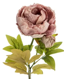 NATURALYS Fleur artificielle en papier tige de pivoine coloris rose - H 62 cm