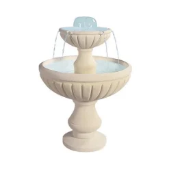 HAIRIE GRANDON Fontaine décorative à deux vasques ton blanc avec pompe - Ø 76 x H 98 cm