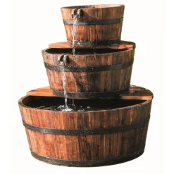Clearance UBBINK Fontaine Edinburgh avec 3 tonneaux de bois Ø32/46/59x72 cm