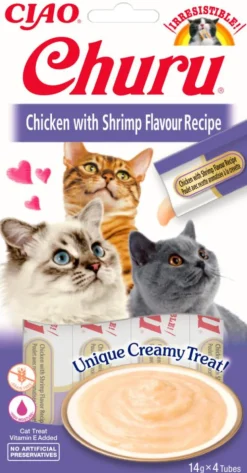 Best CHURU Friandise à lécher pour chat Inaba poulet/crevette 14 g - les 4 pièces