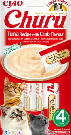Discount CHURU Friandise en crème pour chat thon avec saveur crabe Inaba Ciao - 4 x 14 g