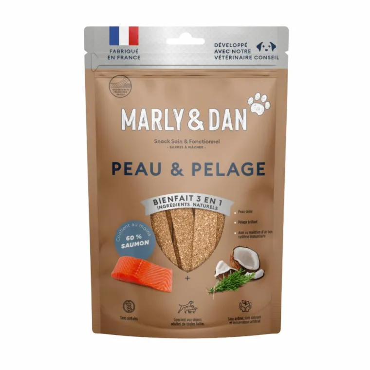 Discount MARLY & DAN Friandises pour chien barres à mâcher peau et pelage - 80 g