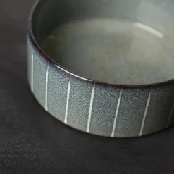 Clearance SCRUFFS Gamelle pour chien en grès coloris gris avec rayures Reactive Glaze - 19 x 19 x 8 cm