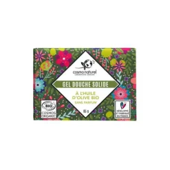 Sale COSMO NATUREL Gel douche solide Huile d’olive Etui 85 g vert