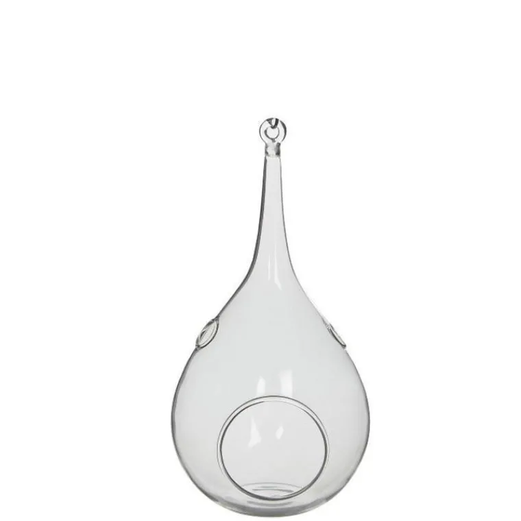 Hot Goutte d’ornement moyen modèle en verre transparent Ø 12 x H 24 cm