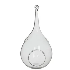 Goutte d’ornement petit modèle en verre transparent Ø 9,5 x H 20 cm