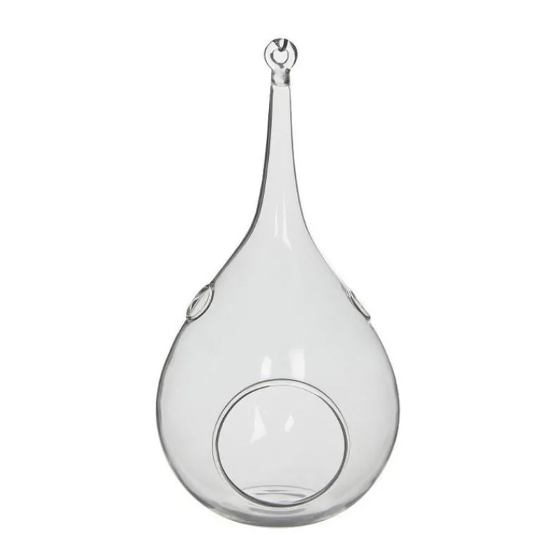 Goutte d’ornement petit modèle en verre transparent Ø 9,5 x H 20 cm