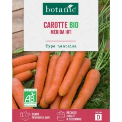 Clearance BOTANIC® Graines de Carotte merida hybride F1 bio - graines à semer