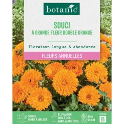 New BOTANIC® Graines de fleurs de Souci à grande fleur double orange