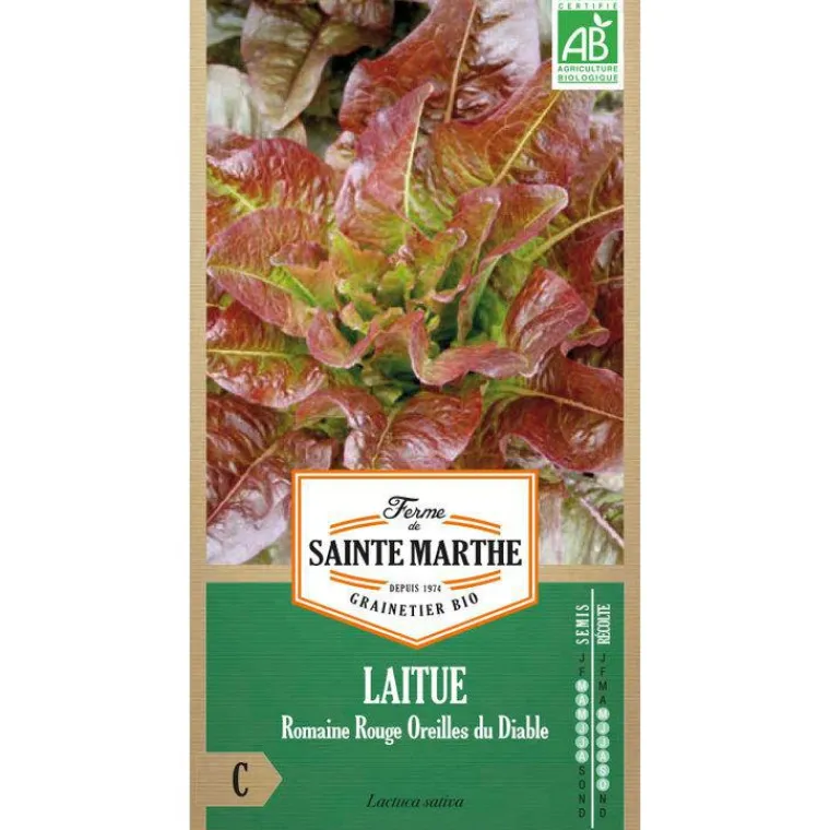 Online FERME DE SAINTE MARTHE Graines de Laitue Romaine rouge Oreilles du diable bio - 500 graines à semer