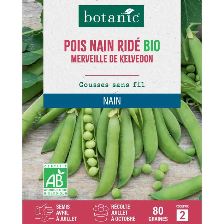 Outlet BOTANIC® Graines de pois nain ridé merveille de kelvedon bio - graines nain semer