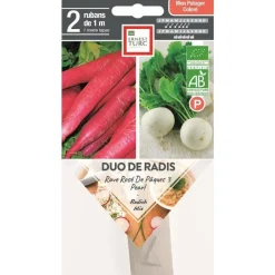 Sale ERNEST TURC Graines présemées de duo de radis bio - 2 rubans de 1 m