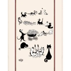 Hot WINKLER Grand Torchon coloris écru en coton Dubout Multi-Chats – 60 x 80 cm