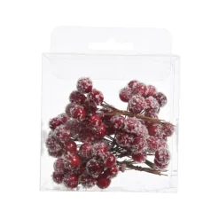 Online Grappe de baies rouges en mousse avec neige - 11,5 cm