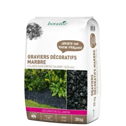Sale BOTANIC® Graviers de marbre noir ébène de calibre 15 à 25 mm en sac de 20 kg