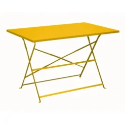 Discount PROLOISIRS Guéridon jaune pliant en acier Cuba - 110 x 70 cm