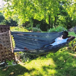 Discount JOBEK Hamac coloris anthracite à franges en polypropylène Hamac GraphiK - 300 x 140 cm