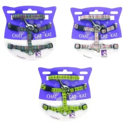 New MARTIN SELLIER Harnais + laisse pour chat Kilt marron