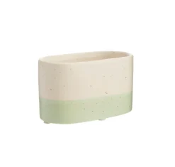 Outlet Jardinière duo Cactus coloris beige en céramique - 14 x 7 x 7,5 cm