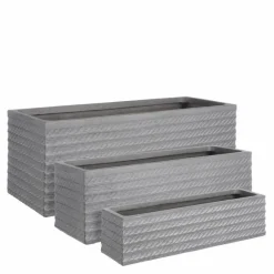 Online EDELMAN Jardinière en matière synthétique grise Corda - 74 x 27 x 27 cm