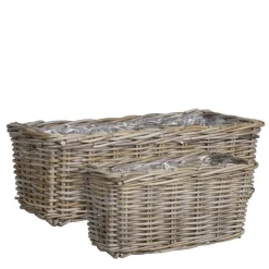 Sale EDELMAN Jardinière panier rectangulaire en osier gris Marcia grand modèle - 58 x 26 x 20 cm