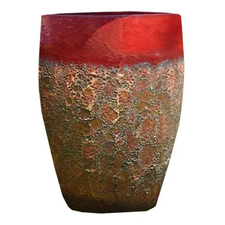 Best DECOLINES Jarre en grès émaillé rouge Leon - Ø 45 x H 56 cm