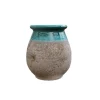 Clearance POTERIE GOICOECHEA Jarre provençale en terre claire émaillée turquoise - Ø 38 x H 62 cm