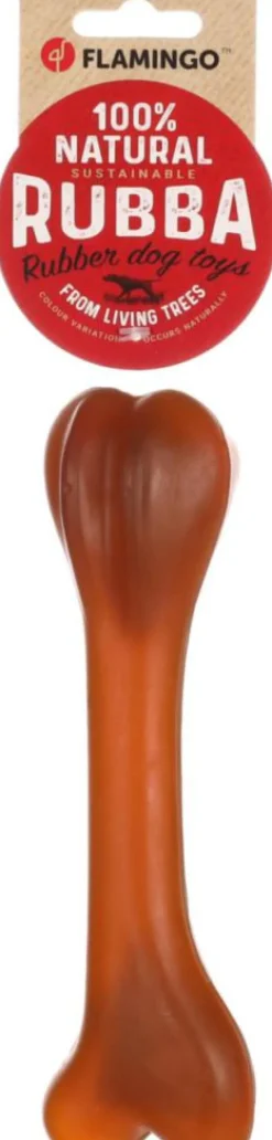 Best FLAMINGO Jouet pour chien en caoutchouc naturel coloris marron os Rubba - Taille 21 x 6,1 x 4,5 cm