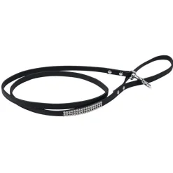 Online WOUAPY Laisse pour chien noire simili cuir Strass Petmini – 10 mm x 1,2 m