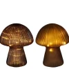 Sale EDELMAN Lampe champignon en verre marron 20 LED - Ø 20 x H 25 cm