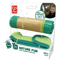 New HAPE Lampe de poche manuelle bambou et plastique 4,2x4,2x13,5 cm à partir de 5 ans