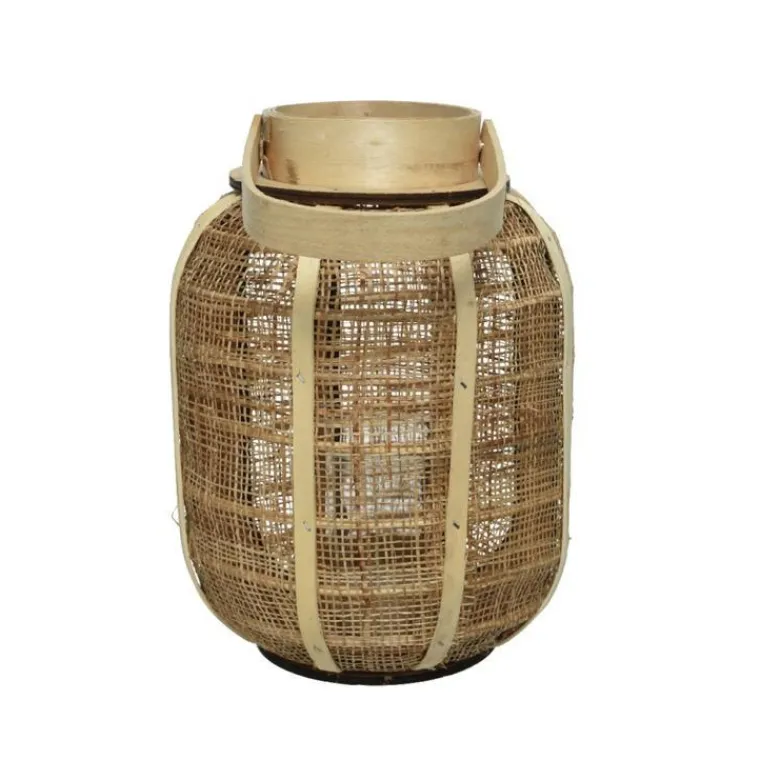 Discount Lanterne coloris beige en toile de jute fait à la main - Ø 19 cm