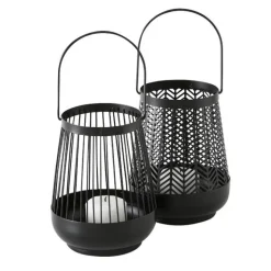 Outlet Lanterne coloris noir en métal Vilde - 17 cm